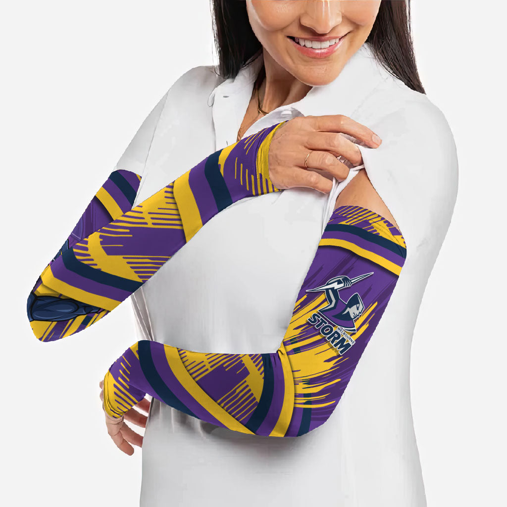 Melbourne Storm Rugby Mascot Arm Sleeves Fierce Athlete Graphic in Sports Style
