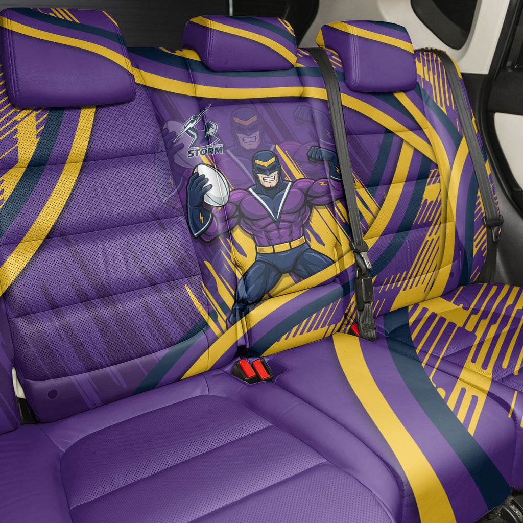 Melbourne Storm Rugby Mascot Back Car Seat Cover Fierce Athlete Graphic in Sports Style