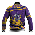 Melbourne Storm Rugby Mascot Baseball Jacket Fierce Athlete Graphic in Sports Style