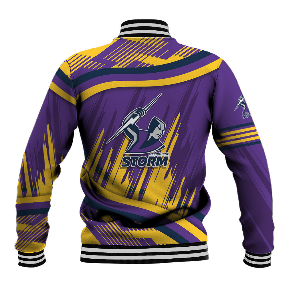 Melbourne Storm Rugby Mascot Baseball Jacket Fierce Athlete Graphic in Sports Style
