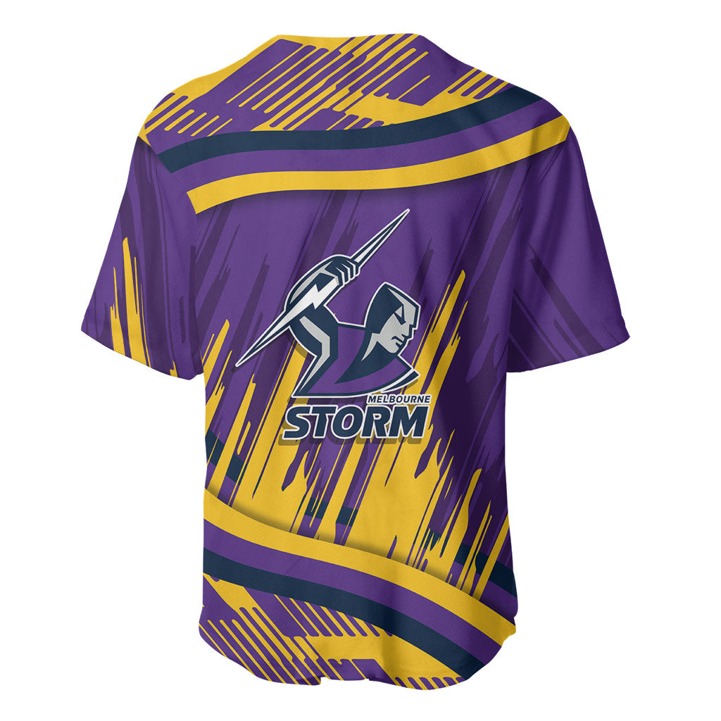 Melbourne Storm Rugby Mascot Baseball Jersey Fierce Athlete Graphic in Sports Style