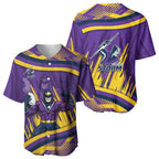 Melbourne Storm Rugby Mascot Baseball Jersey Fierce Athlete Graphic in Sports Style