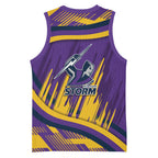 Melbourne Storm Rugby Mascot Basketball Jersey Fierce Athlete Graphic in Sports Style
