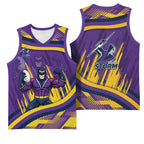 Melbourne Storm Rugby Mascot Basketball Jersey Fierce Athlete Graphic in Sports Style