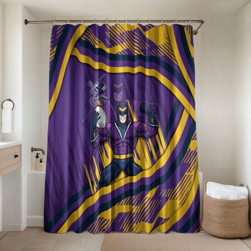Melbourne Storm Rugby Mascot Bathroom Set Fierce Athlete Graphic in Sports Style