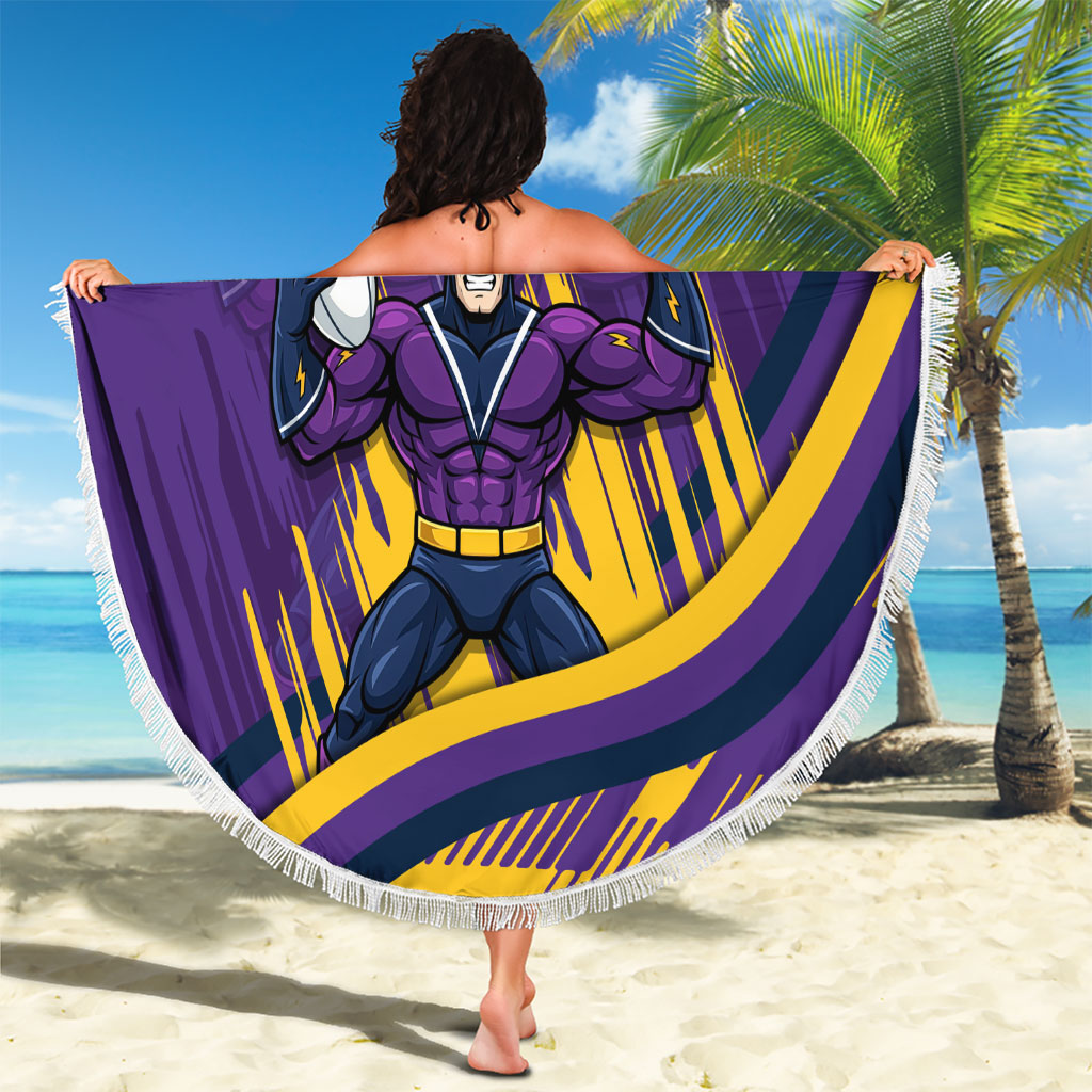Melbourne Storm Rugby Mascot Beach Blanket Fierce Athlete Graphic in Sports Style