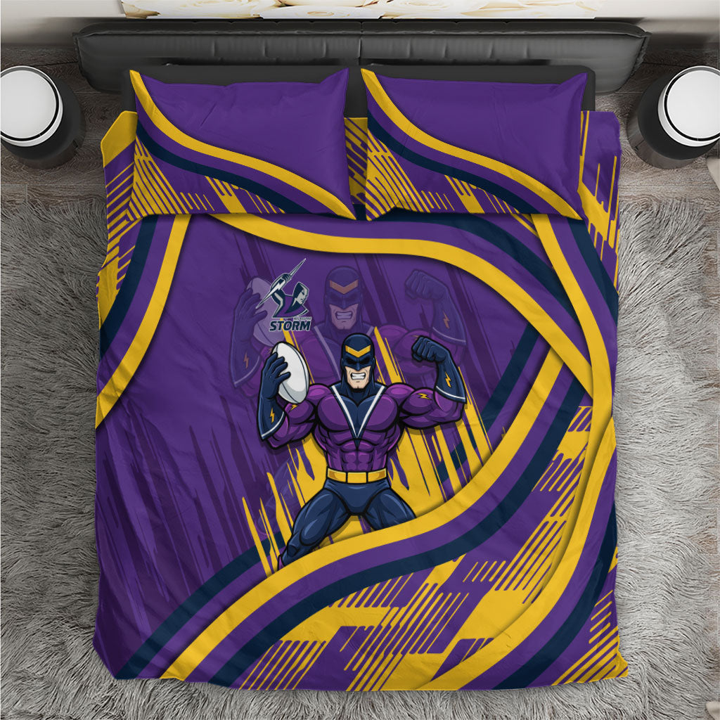 Melbourne Storm Rugby Mascot Bedding Set Fierce Athlete Graphic in Sports Style