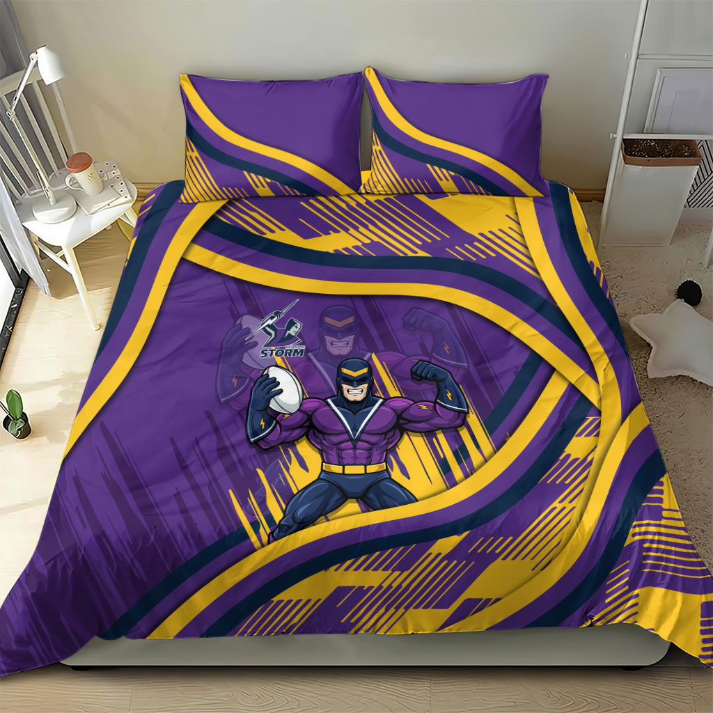 Melbourne Storm Rugby Mascot Bedding Set Fierce Athlete Graphic in Sports Style