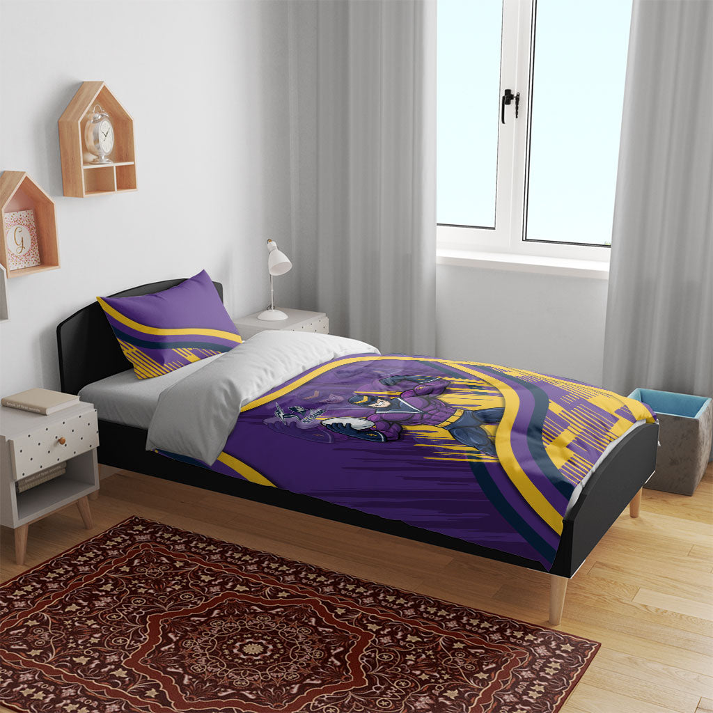 Melbourne Storm Rugby Mascot Bedding Set Fierce Athlete Graphic in Sports Style