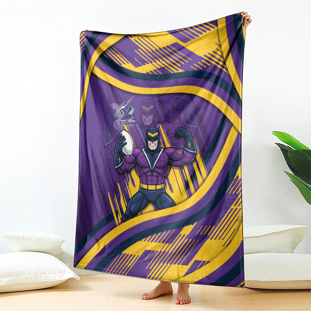 Melbourne Storm Rugby Mascot Blanket Fierce Athlete Graphic in Sports Style