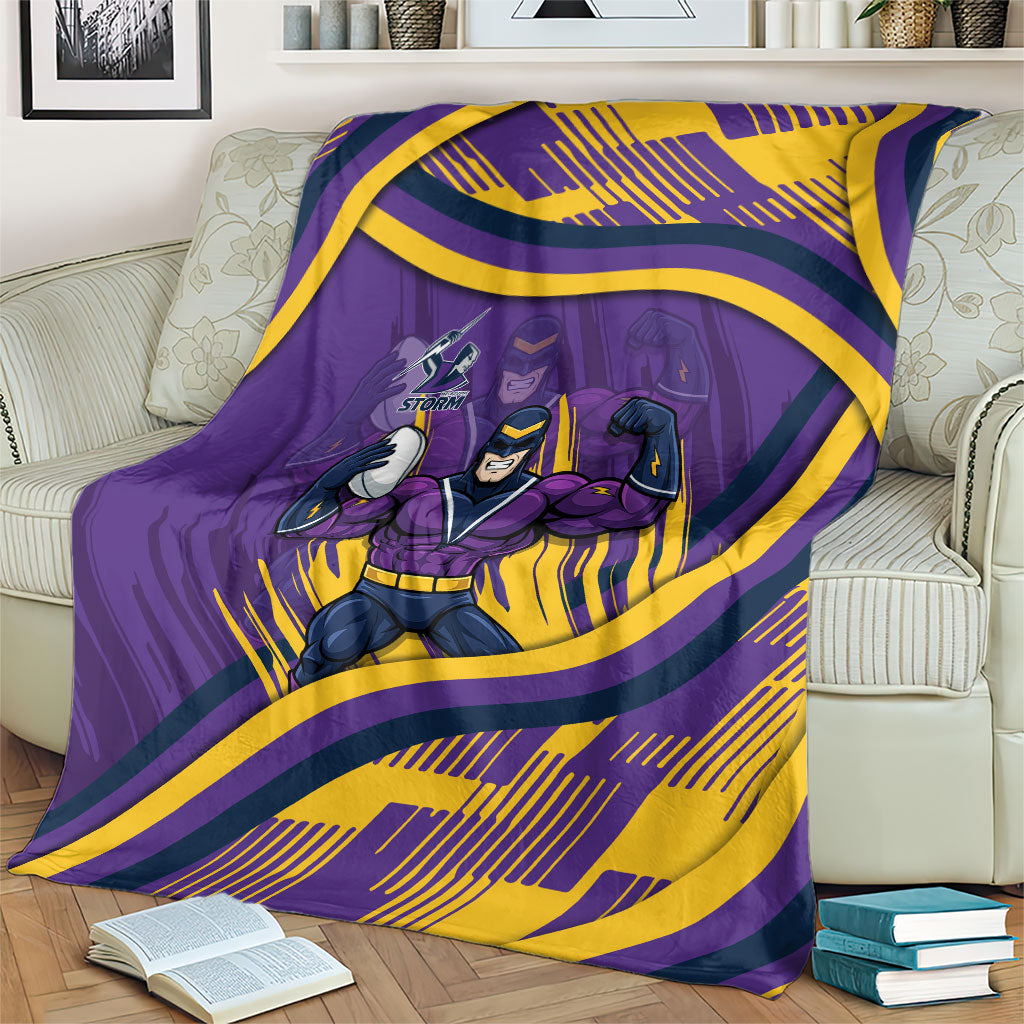 Melbourne Storm Rugby Mascot Blanket Fierce Athlete Graphic in Sports Style