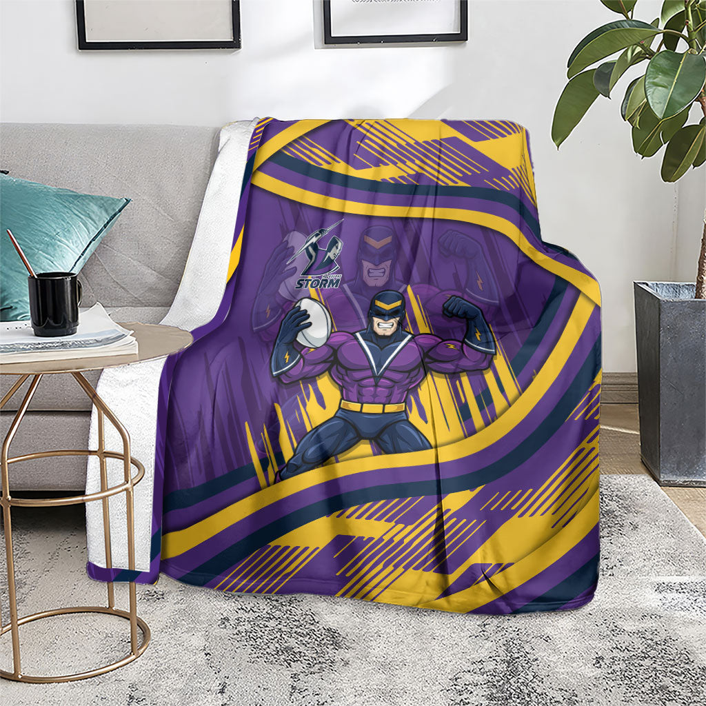 Melbourne Storm Rugby Mascot Blanket Fierce Athlete Graphic in Sports Style