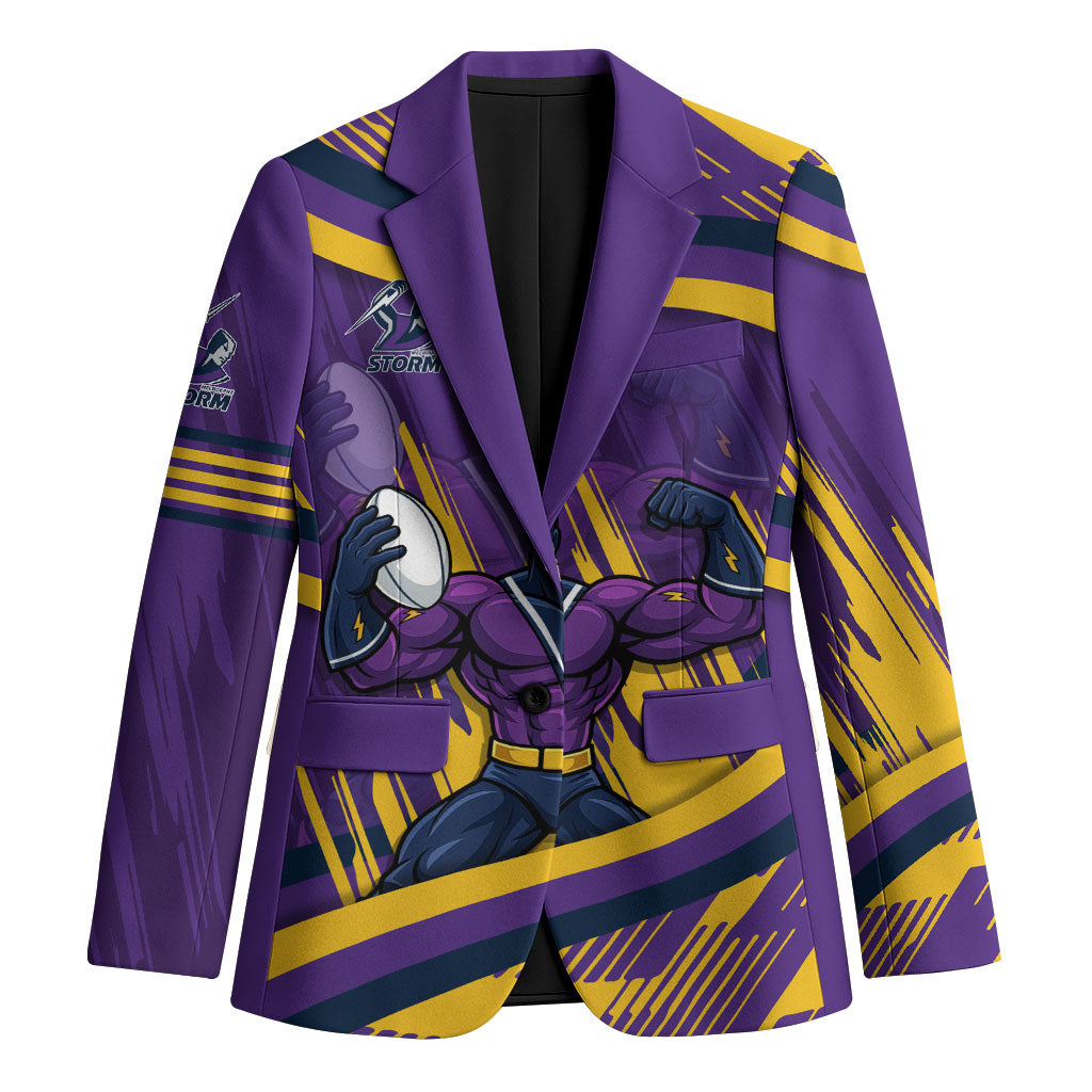 Melbourne Storm Rugby Mascot Blazer Fierce Athlete Graphic in Sports Style