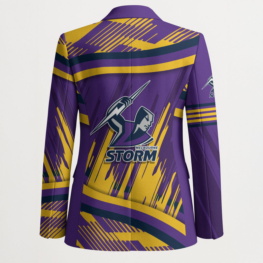Melbourne Storm Rugby Mascot Blazer Fierce Athlete Graphic in Sports Style