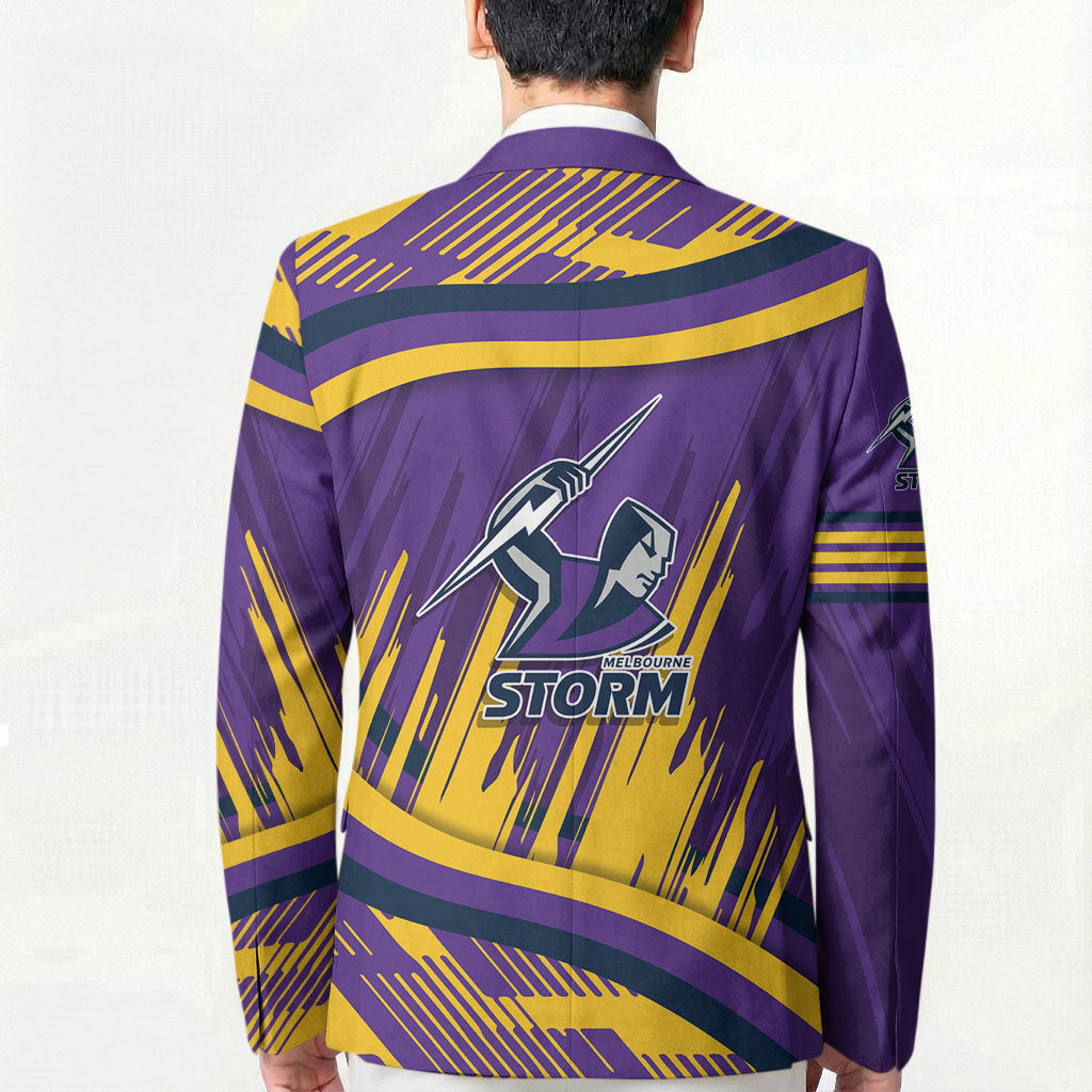 Melbourne Storm Rugby Mascot Blazer Fierce Athlete Graphic in Sports Style