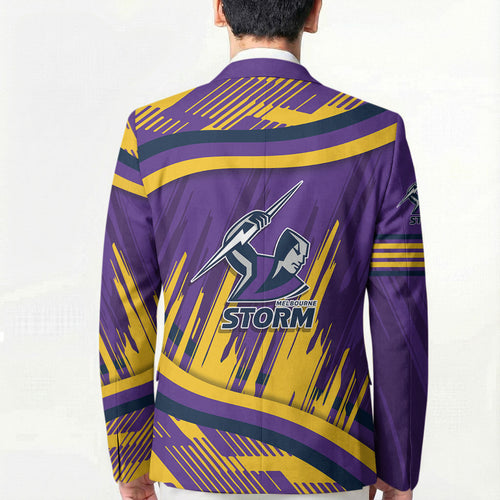 Melbourne Storm Rugby Mascot Blazer Fierce Athlete Graphic in Sports Style