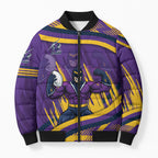 Melbourne Storm Rugby Mascot Bomber Puffer Jacket Fierce Athlete Graphic in Sports Style