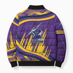 Melbourne Storm Rugby Mascot Bomber Puffer Jacket Fierce Athlete Graphic in Sports Style