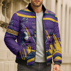 Melbourne Storm Rugby Mascot Bomber Puffer Jacket Fierce Athlete Graphic in Sports Style