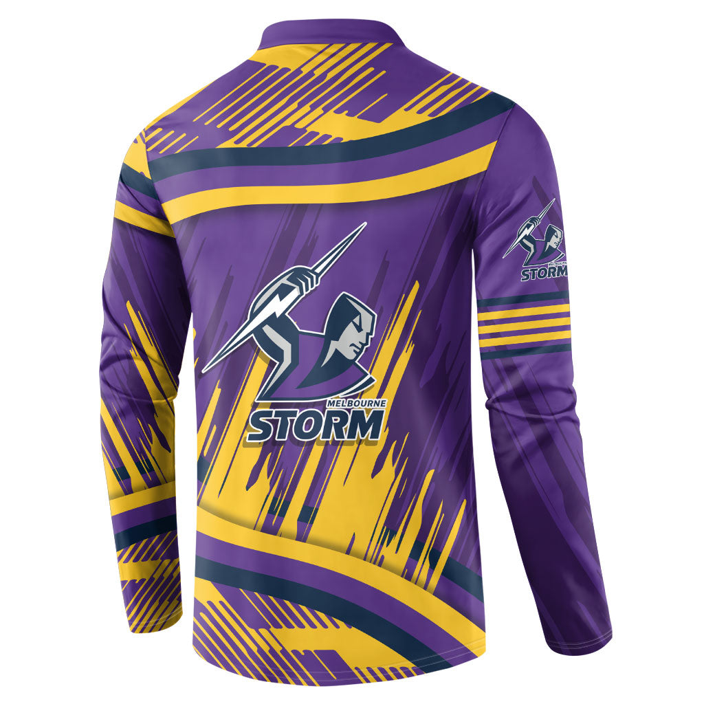Melbourne Storm Rugby Mascot Button Sweatshirt Fierce Athlete Graphic in Sports Style