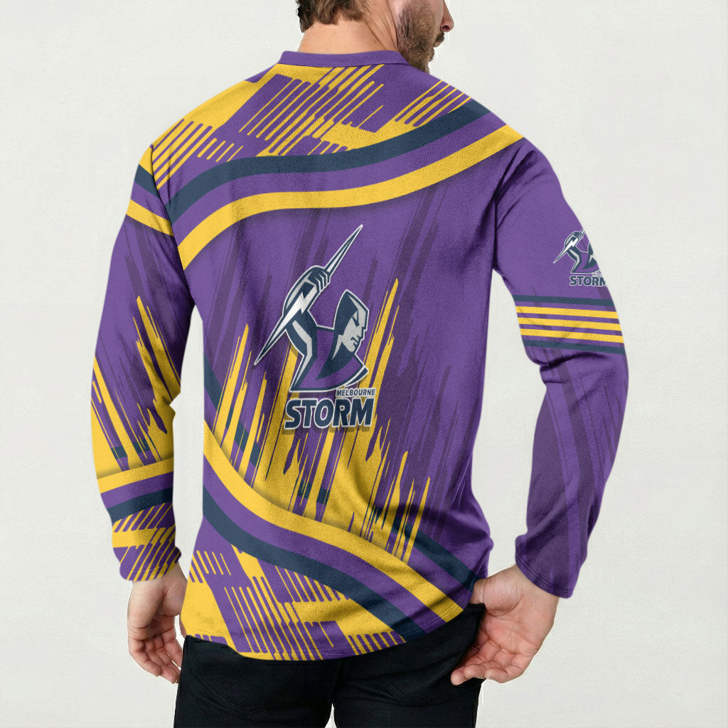 Melbourne Storm Rugby Mascot Button Sweatshirt Fierce Athlete Graphic in Sports Style