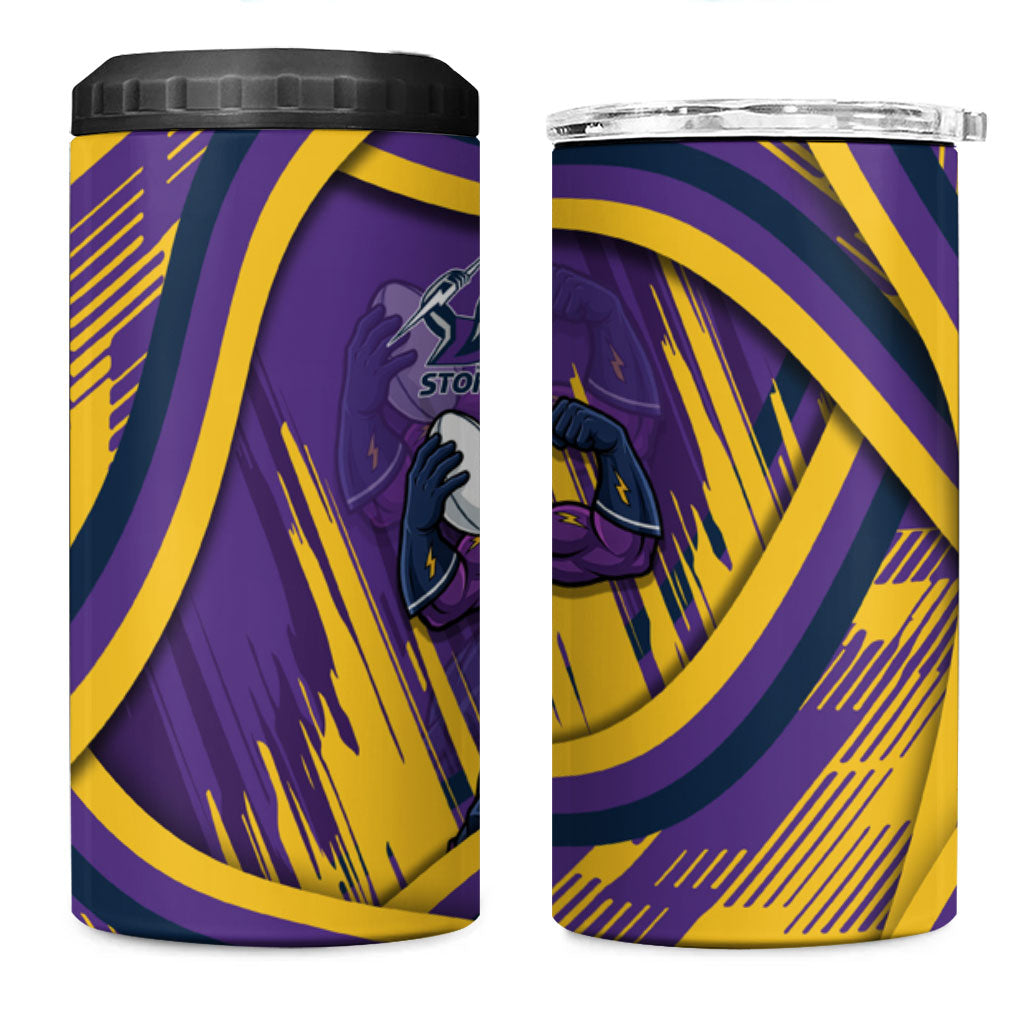 Melbourne Storm Rugby Mascot 4 in 1 Can Cooler Tumbler Fierce Athlete Graphic in Sports Style