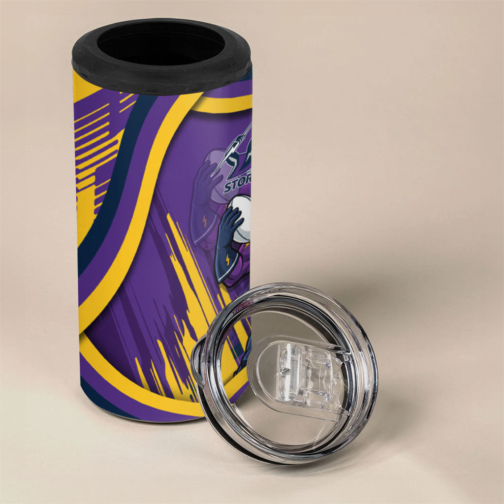 Melbourne Storm Rugby Mascot 4 in 1 Can Cooler Tumbler Fierce Athlete Graphic in Sports Style