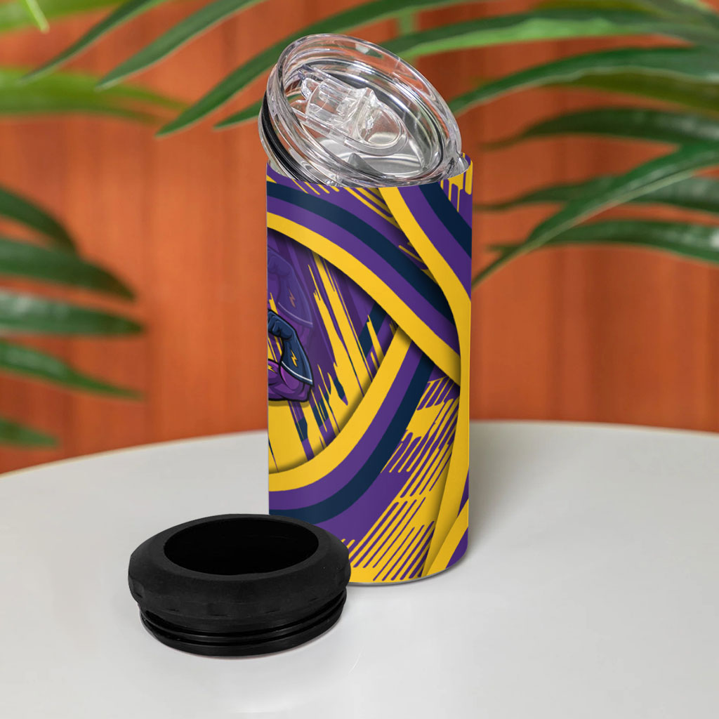 Melbourne Storm Rugby Mascot 4 in 1 Can Cooler Tumbler Fierce Athlete Graphic in Sports Style