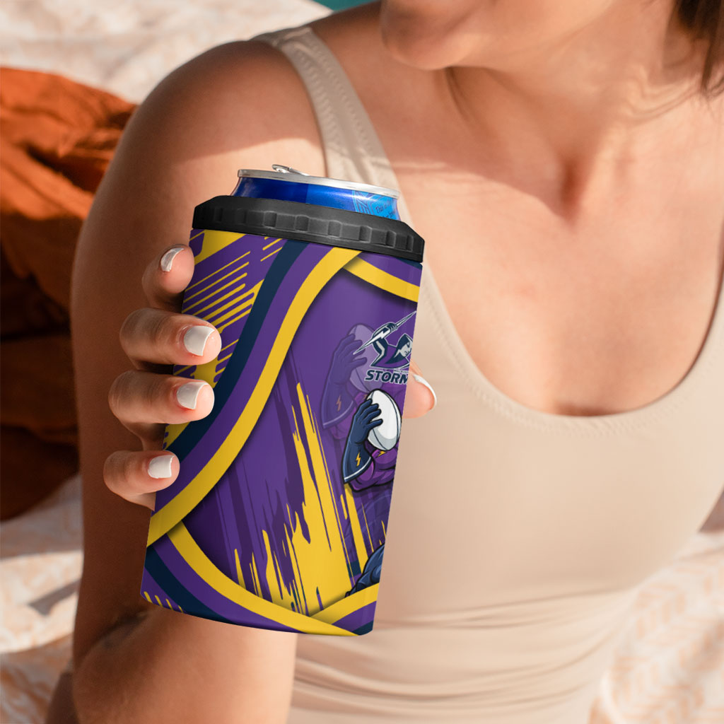 Melbourne Storm Rugby Mascot 4 in 1 Can Cooler Tumbler Fierce Athlete Graphic in Sports Style