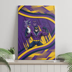 Melbourne Storm Rugby Mascot Canvas Wall Art Fierce Athlete Graphic in Sports Style