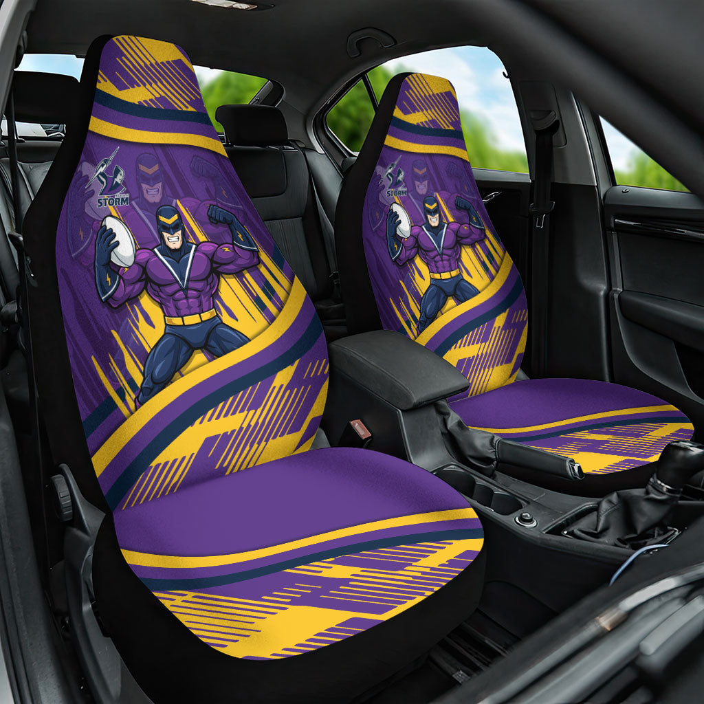Melbourne Storm Rugby Mascot Car Seat Cover Fierce Athlete Graphic in Sports Style