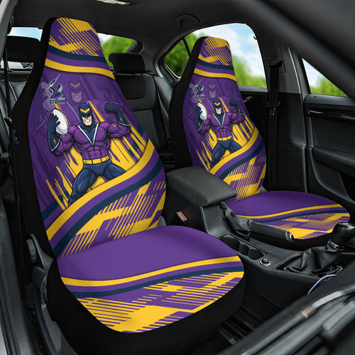 Melbourne Storm Rugby Mascot Car Seat Cover Fierce Athlete Graphic in Sports Style