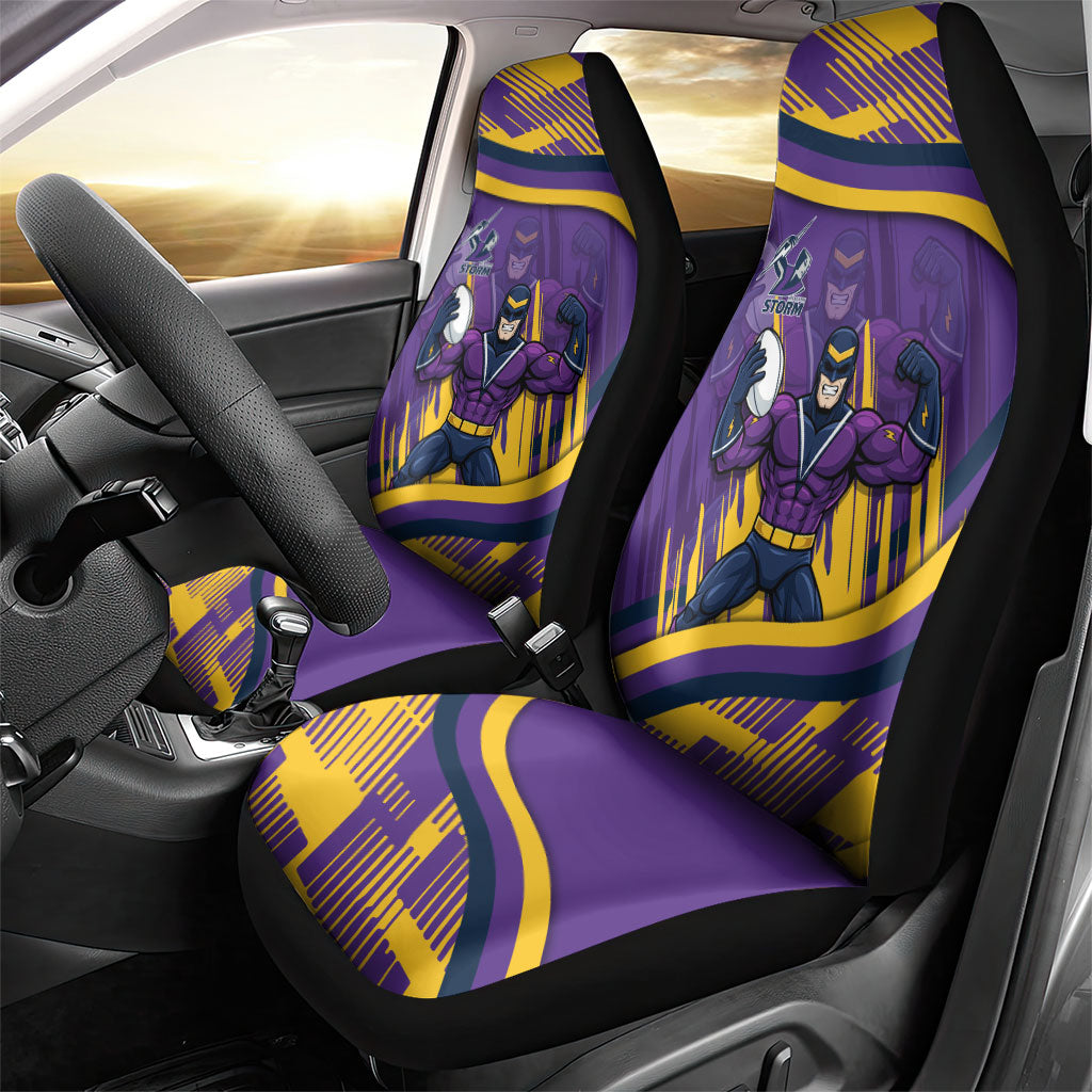 Melbourne Storm Rugby Mascot Car Seat Cover Fierce Athlete Graphic in Sports Style