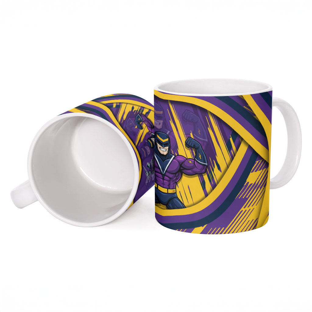 Melbourne Storm Rugby Mascot Ceramic Mug Fierce Athlete Graphic in Sports Style