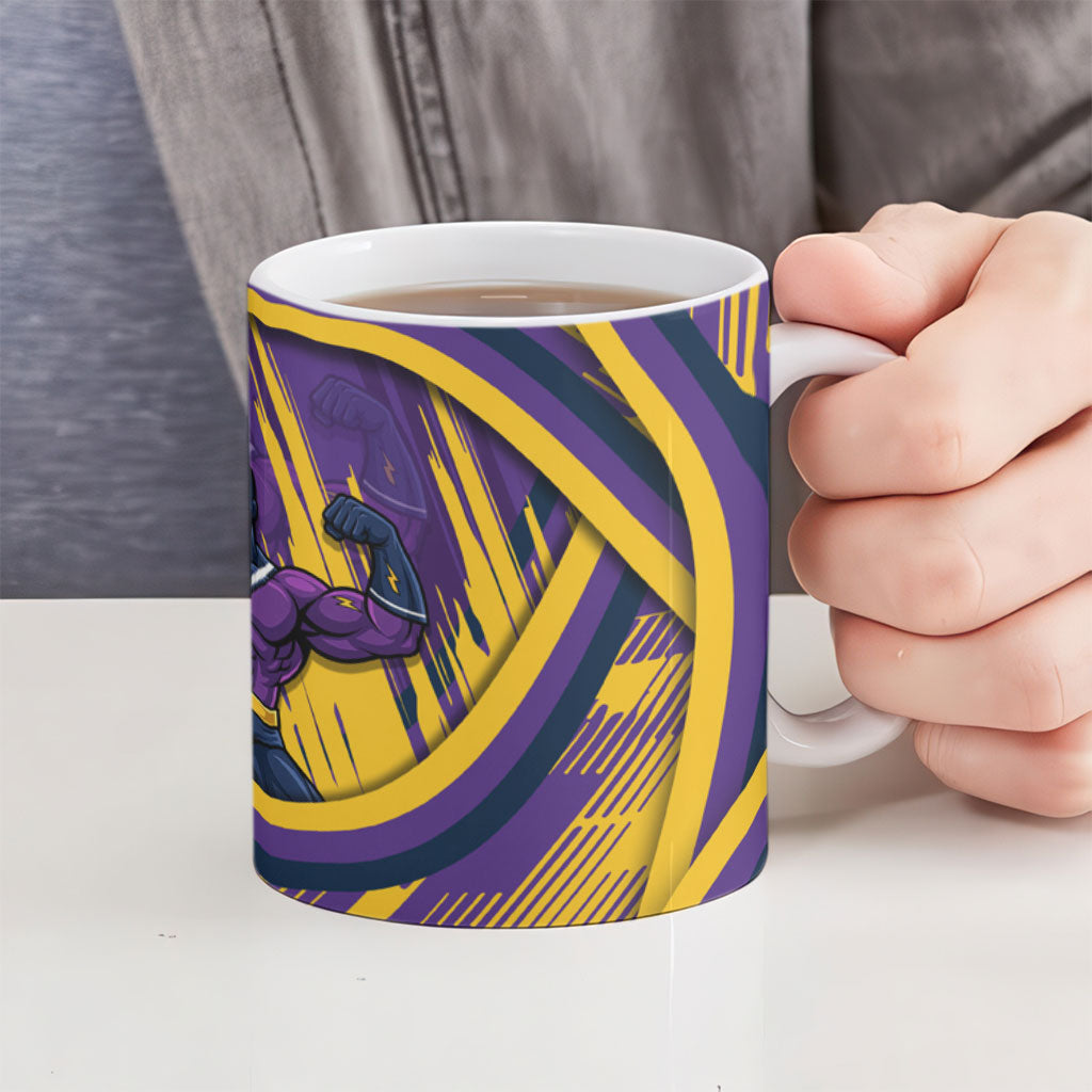 Melbourne Storm Rugby Mascot Ceramic Mug Fierce Athlete Graphic in Sports Style