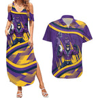 Melbourne Storm Rugby Mascot Couples Matching Summer Maxi Dress and Hawaiian Shirt Fierce Athlete Graphic in Sports Style