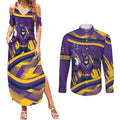Melbourne Storm Rugby Mascot Couples Matching Summer Maxi Dress and Long Sleeve Button Shirt Fierce Athlete Graphic in Sports Style