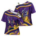 Melbourne Storm Rugby Mascot Cross Shoulder Shirt Fierce Athlete Graphic in Sports Style