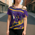 Melbourne Storm Rugby Mascot Cross Shoulder Shirt Fierce Athlete Graphic in Sports Style