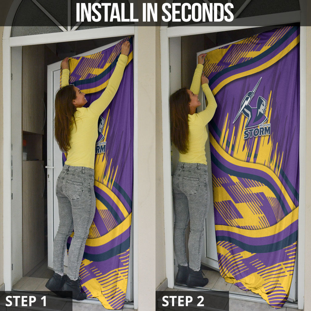 Melbourne Storm Rugby Mascot Door Cover Fierce Athlete Graphic in Sports Style