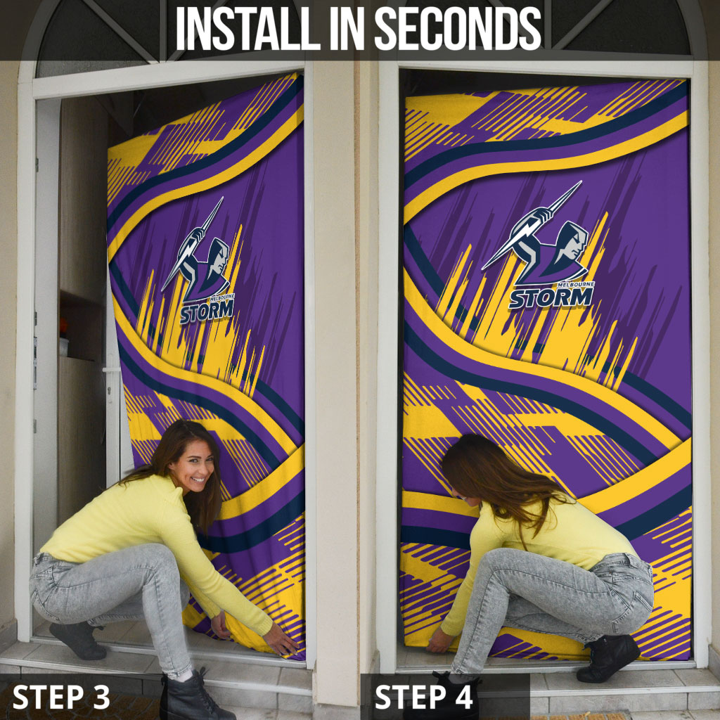 Melbourne Storm Rugby Mascot Door Cover Fierce Athlete Graphic in Sports Style