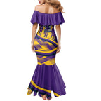 Melbourne Storm Rugby Mascot Family Matching Mermaid Dress and Hawaiian Shirt Fierce Athlete Graphic in Sports Style