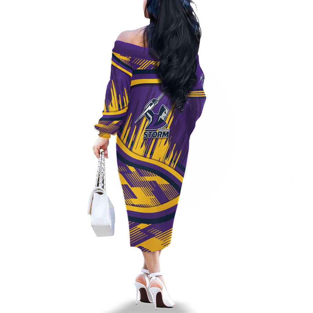 Melbourne Storm Rugby Mascot Family Matching Off The Shoulder Long Sleeve Dress and Hawaiian Shirt Fierce Athlete Graphic in Sports Style