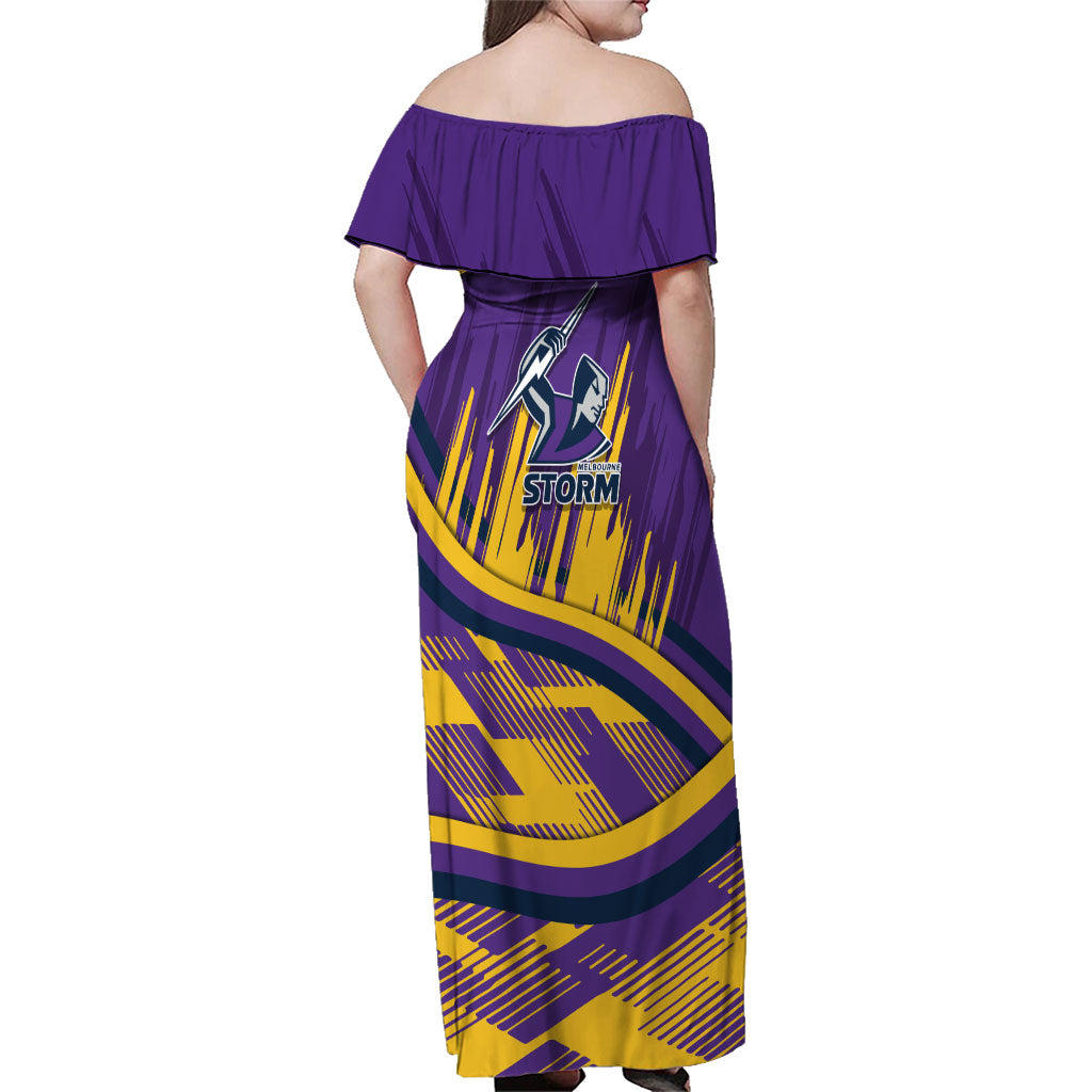 Melbourne Storm Rugby Mascot Family Matching Off Shoulder Maxi Dress and Hawaiian Shirt Fierce Athlete Graphic in Sports Style