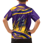 Melbourne Storm Rugby Mascot Family Matching Off Shoulder Short Dress and Hawaiian Shirt Fierce Athlete Graphic in Sports Style