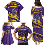 Melbourne Storm Rugby Mascot Family Matching Puletasi and Hawaiian Shirt Fierce Athlete Graphic in Sports Style