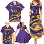 Melbourne Storm Rugby Mascot Family Matching Summer Maxi Dress and Hawaiian Shirt Fierce Athlete Graphic in Sports Style
