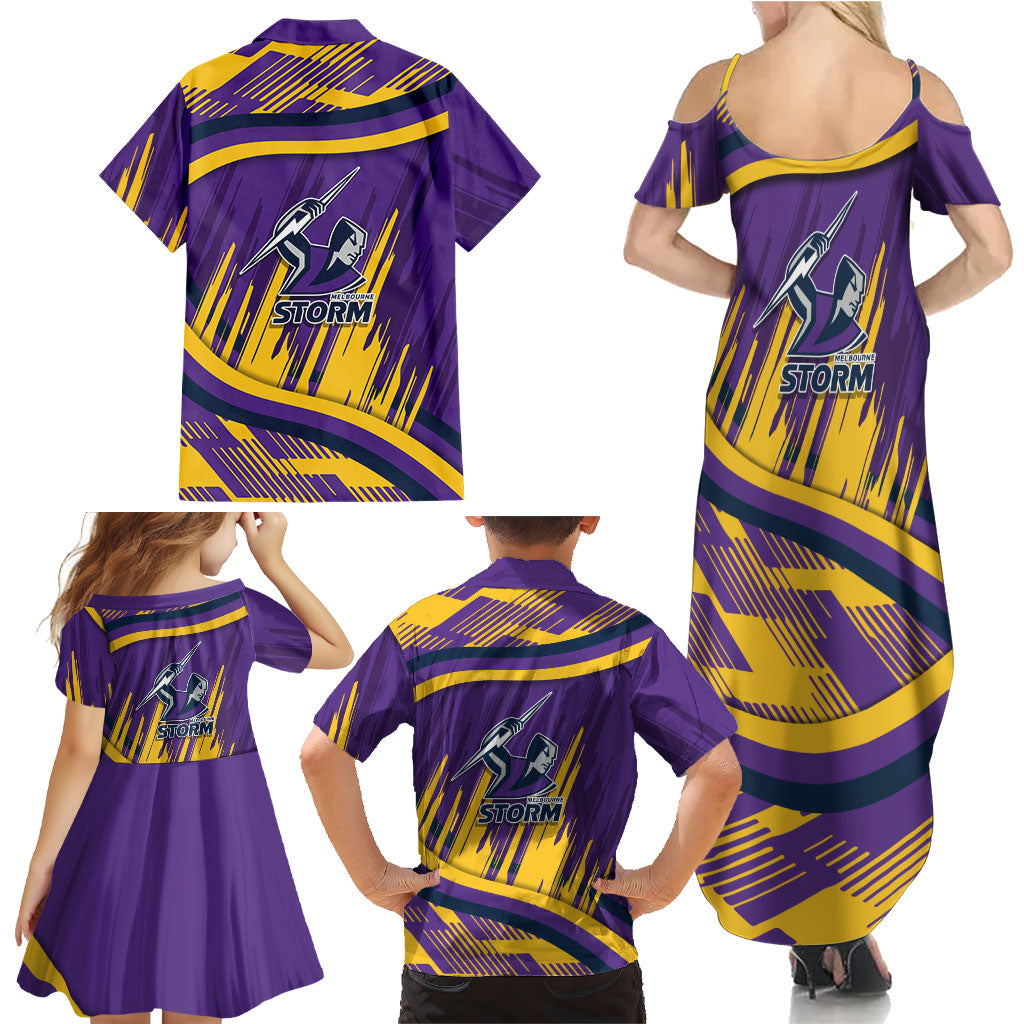 Melbourne Storm Rugby Mascot Family Matching Summer Maxi Dress and Hawaiian Shirt Fierce Athlete Graphic in Sports Style