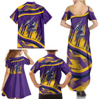 Melbourne Storm Rugby Mascot Family Matching Summer Maxi Dress and Hawaiian Shirt Fierce Athlete Graphic in Sports Style