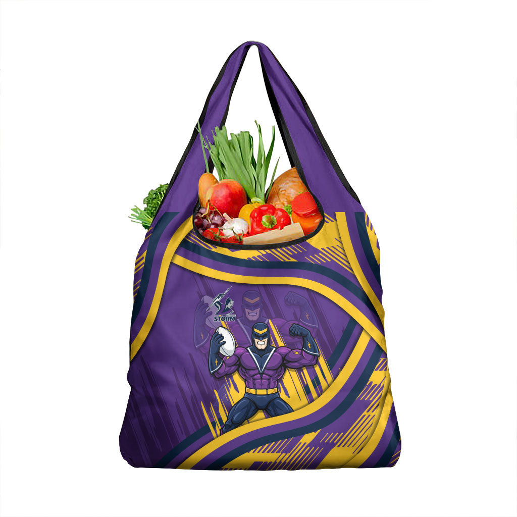 Melbourne Storm Rugby Mascot Grocery Bag Fierce Athlete Graphic in Sports Style